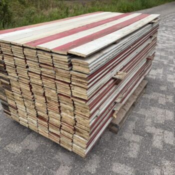 Rood/witte sloophout planken gekleurd 220cmx14cm